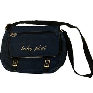 BABY PHAT blue denim crossbody/satchel/messenger  bag
14in width
11 in height